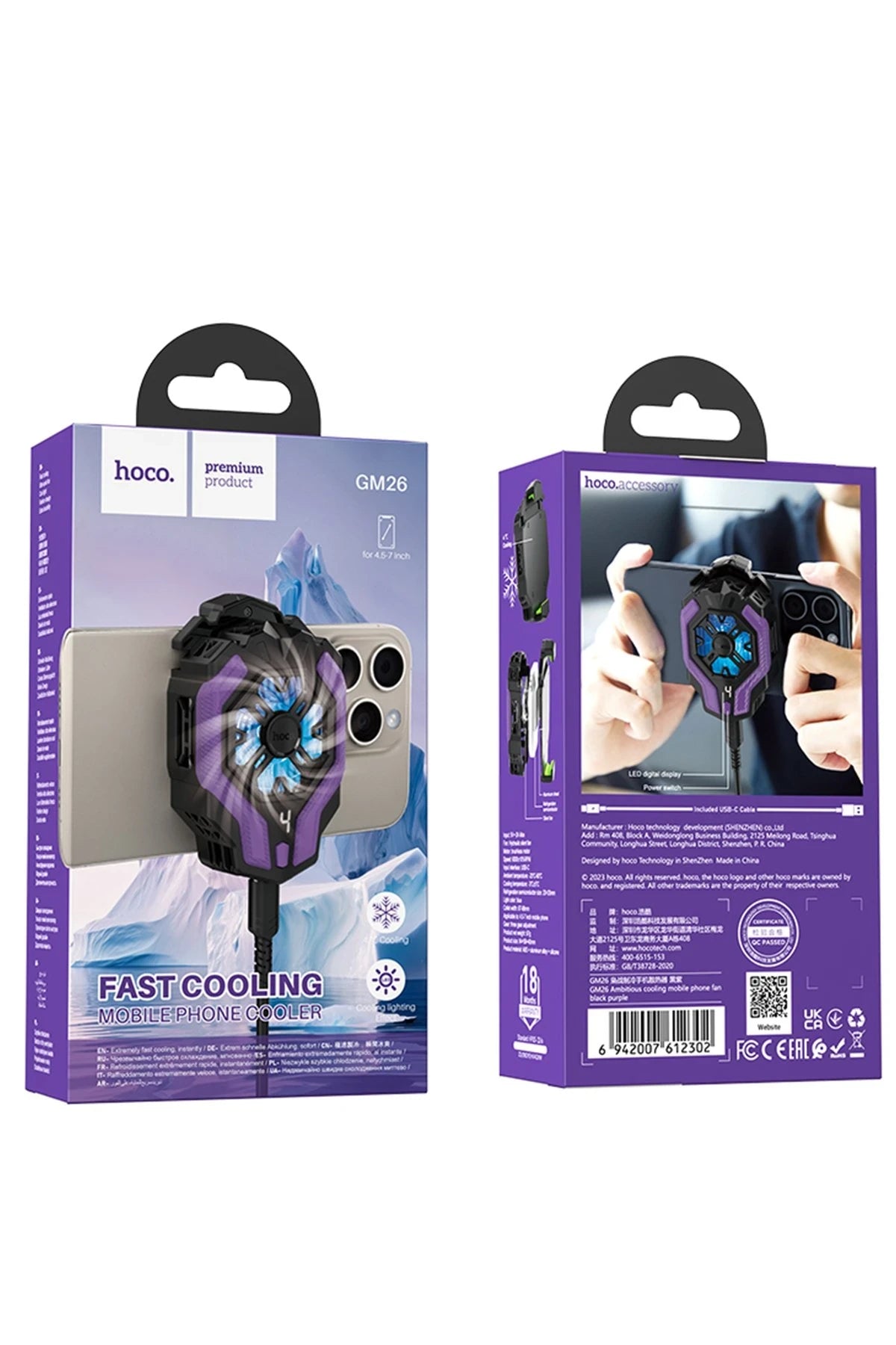 Hoco. GM26 Dijital Sıcaklık Göstergeli Radyatör Telefon Soğutucu Fan