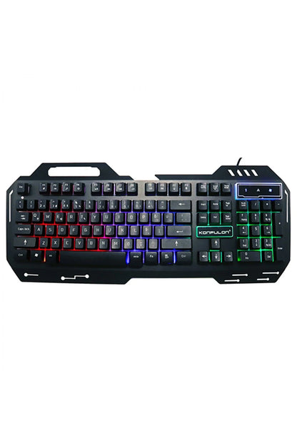 Konfulon V1 RGB Işıklı Metal Yüzey Türkçe Q Kablolu Gaming Klavye