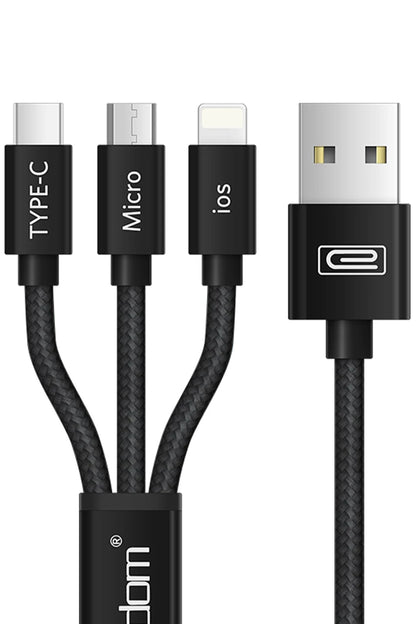 Earldom EC-IMC015 1.2M 3in1 USB to Type-C / Lightning / Micro Hızlı Şarj Kablosu