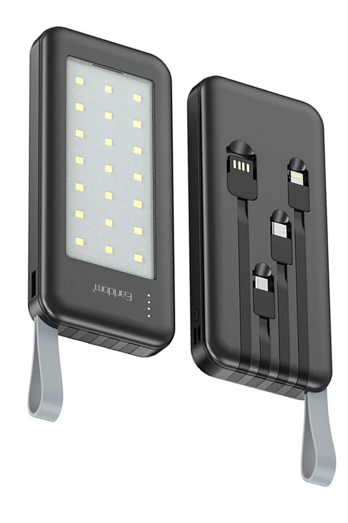 Earldom PB48 10.000 mAh 10W Led Işıklı 3in1 Dahili Kablolu Powerbank