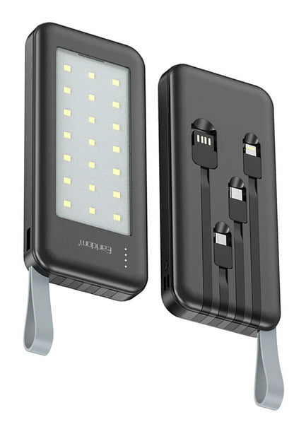 Earldom PB48 10.000 mAh 10W Led Işıklı 3in1 Dahili Kablolu Powerbank