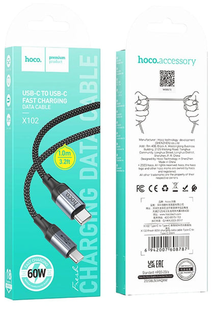 Hoco. X102 Fresh 1M 60W Type-C to Type-C PD Hızlı Şarj Data Kablosu