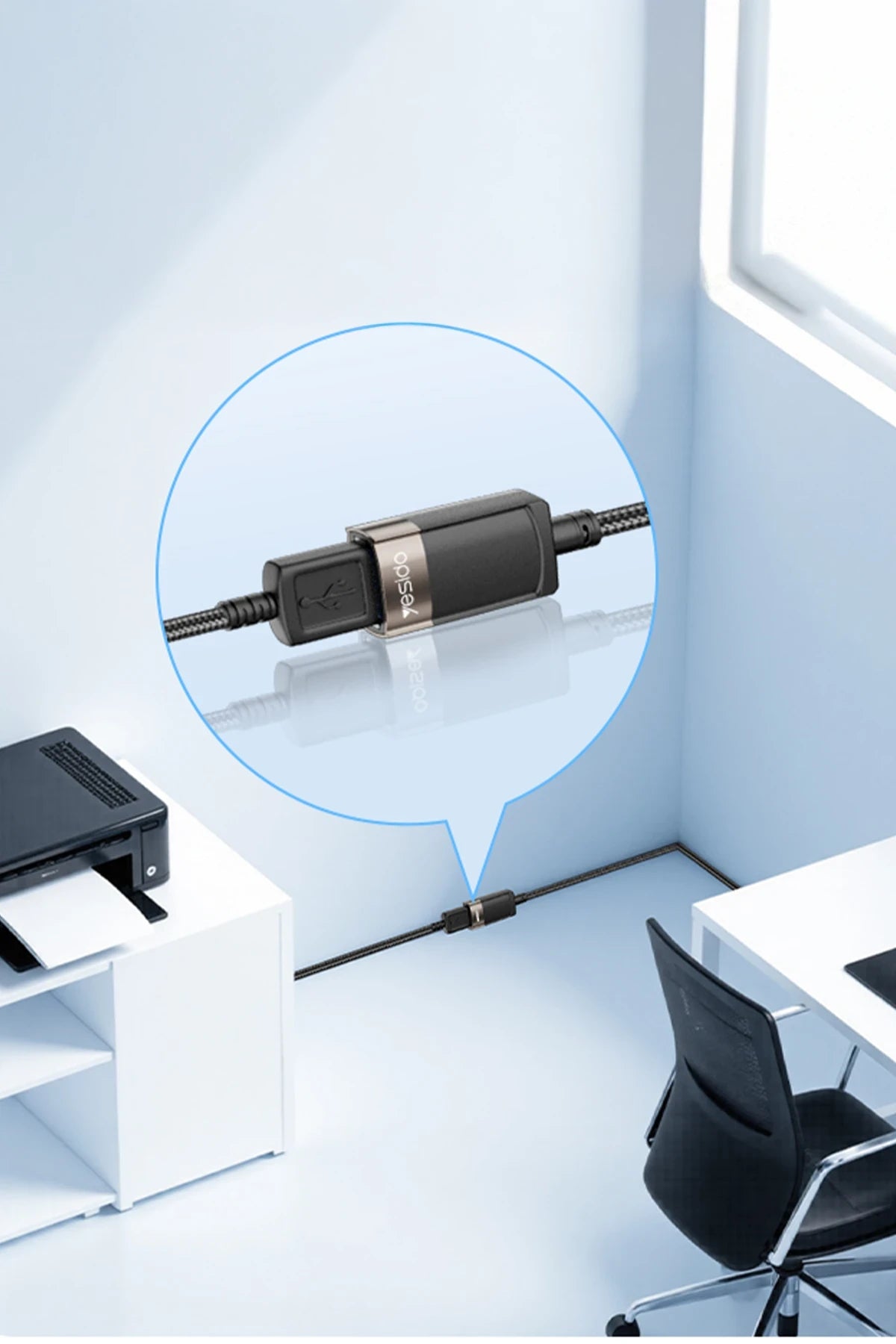 Yesido GS26 1.5M USB to Dişi USB 480 Mbps Data Aktarım Hızlı Dönüştürücü Kablo