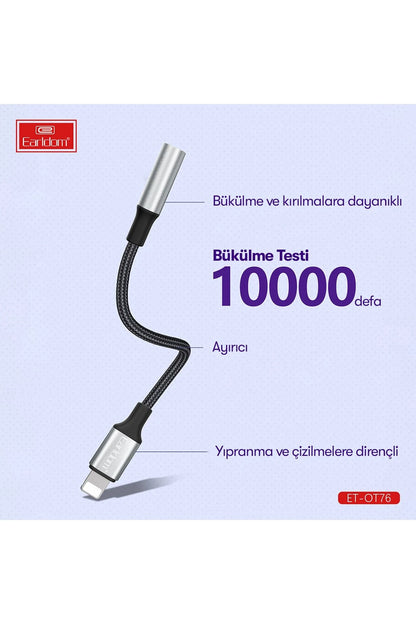 Earldom OT76 Tak Çalıştır 12cm Lightning to Aux Dönüştürücü