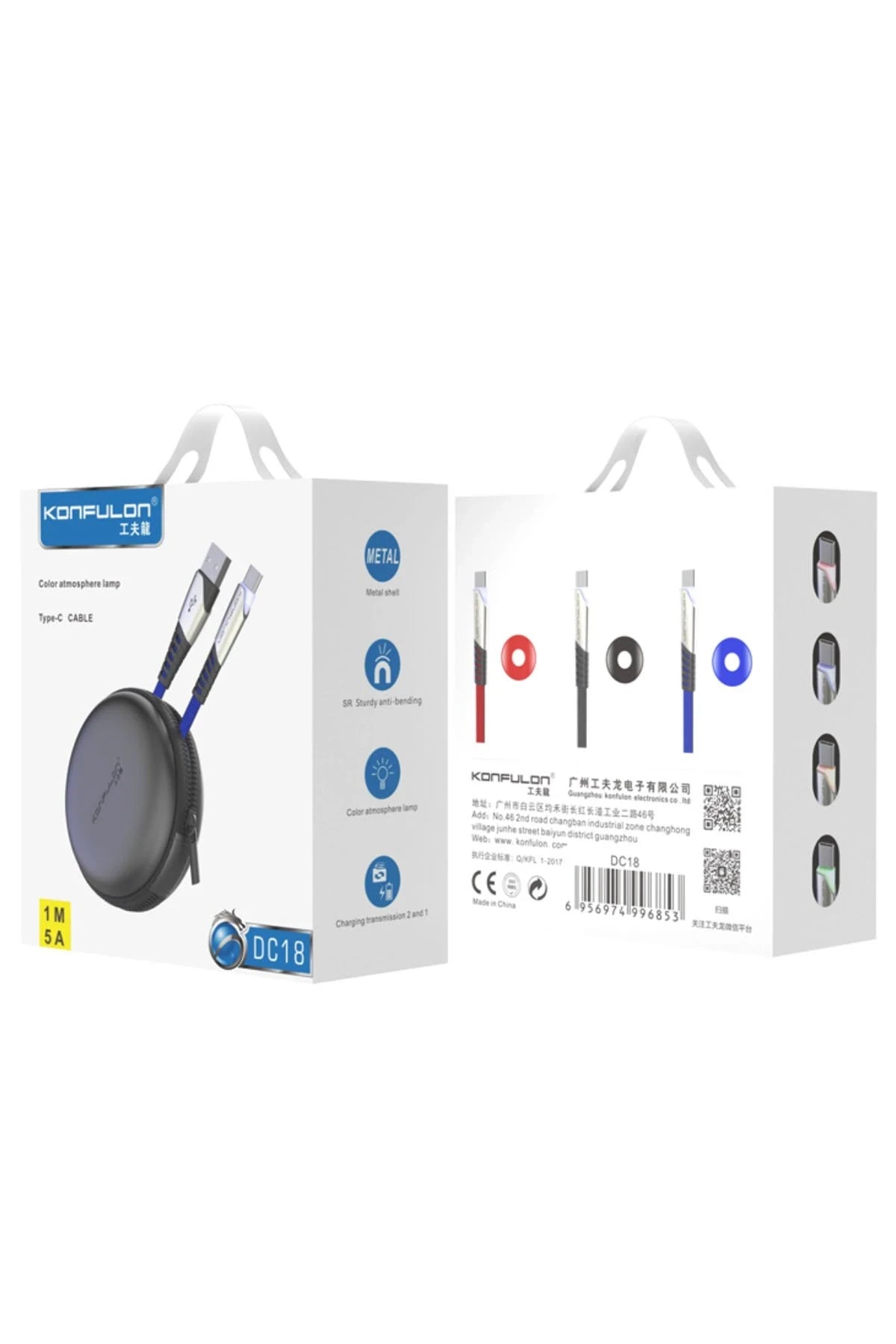 Konfulon DC18 Type-C Kablo 1M 5A