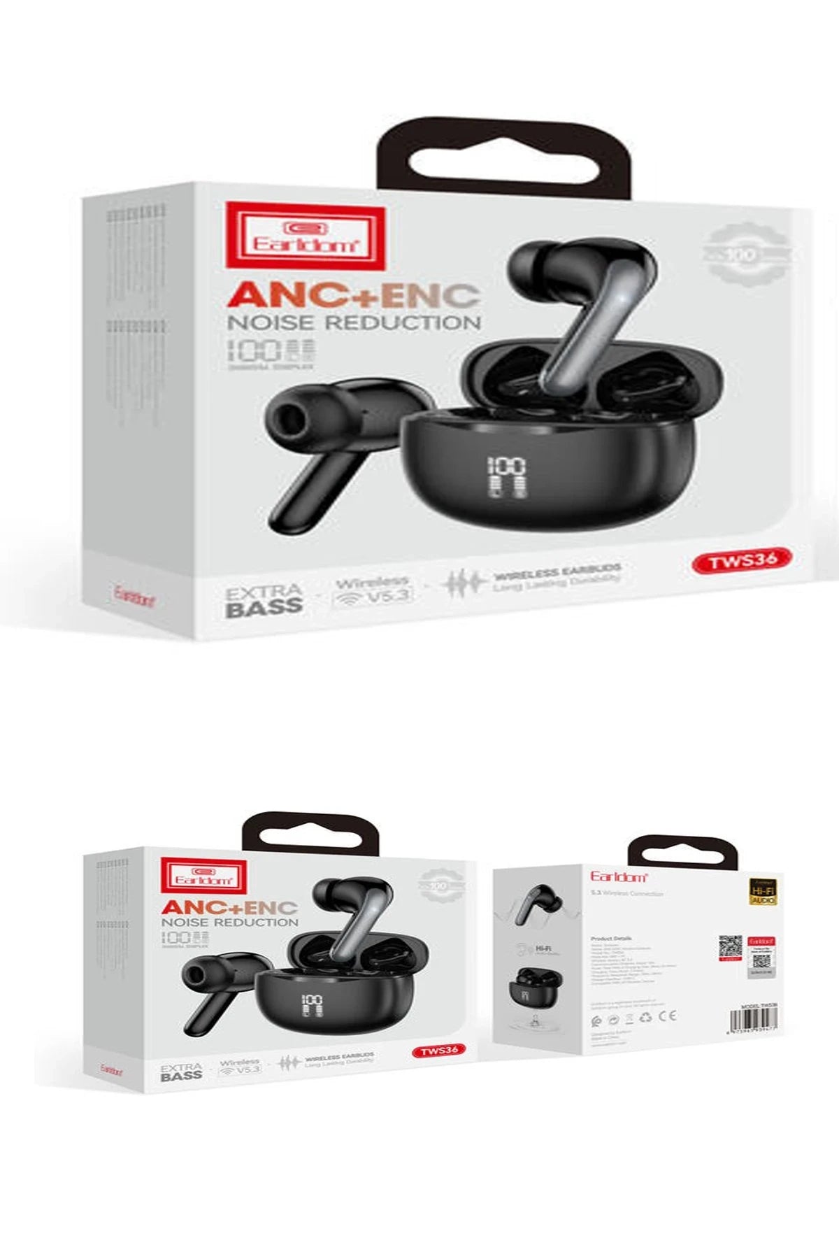 Earldom TWS36 Aktif Gürültü Engelleyici Özellikli Bluetooth 5.3 Kablosuz Airpods Kulaklık
