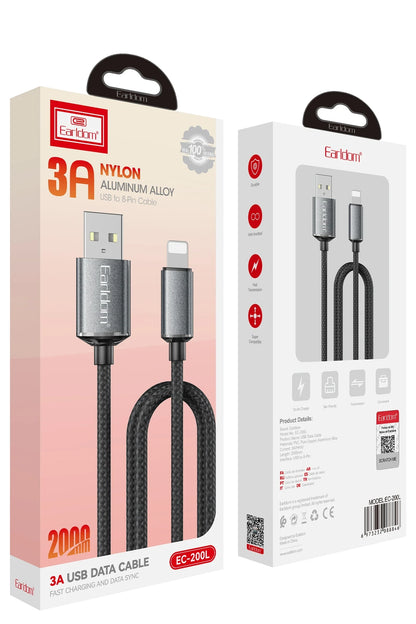Earldom EC-200L 2M 3A USB to Lightning Hızlı Şarj Kablosu