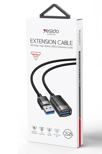 Yesido GS26 1.5M USB to Dişi USB 480 Mbps Data Aktarım Hızlı Dönüştürücü Kablo