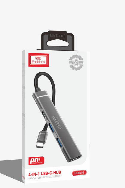 Earldom HUB19 2 Adet USB ve 2 Adet Type-C Çıkışlı PD Şarj Destekli Hub Dönüştürücü