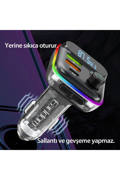 Earldom M80 Bluetooth USB3.0 ve Type C PD Hızlı Şarj FM Transmitter