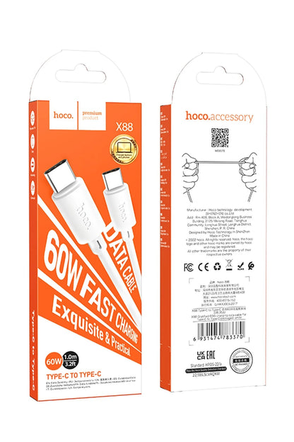 Hoco. X88 1M 60W Type-C to Type-C PD Hızlı Şarj Data Kablosu