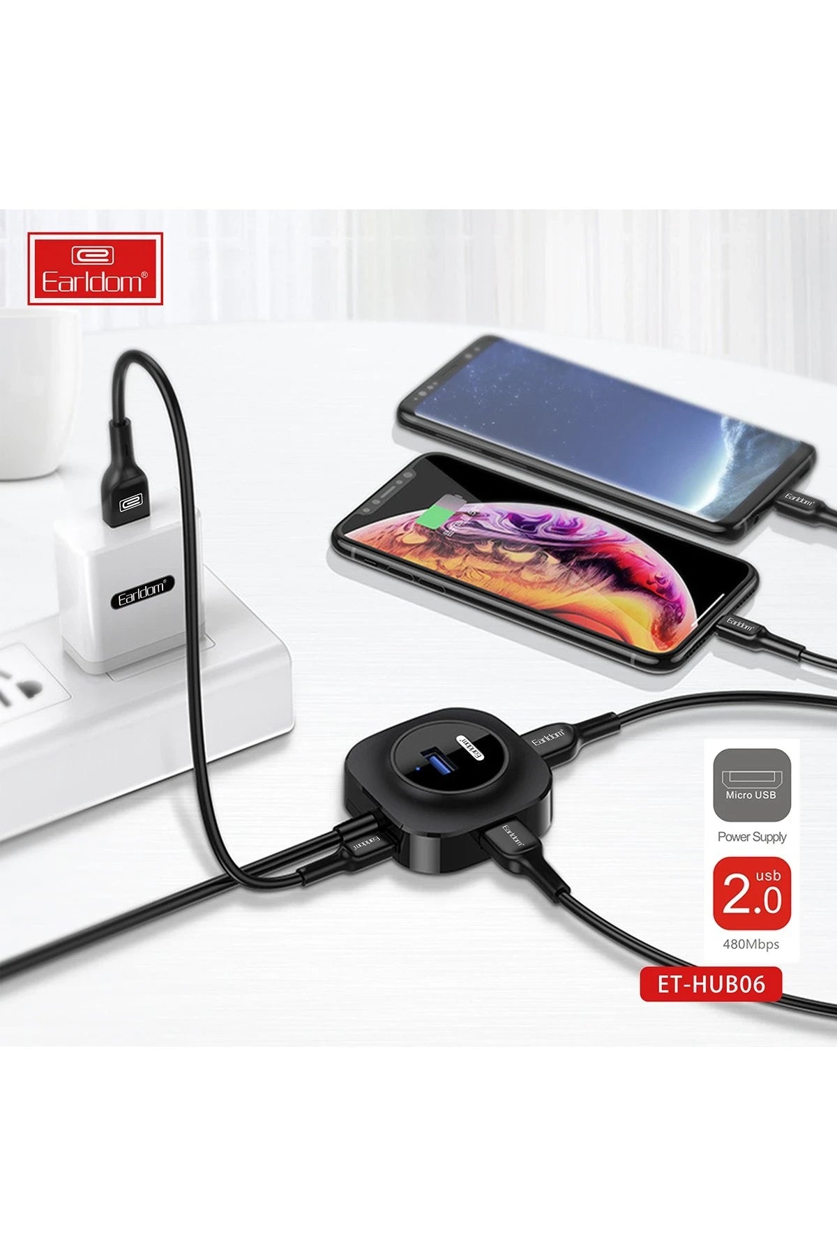 Earldom HUB06 Tak Çalıştır 4 Adet Usb 2.0 Çıkışlı Usb Çoklayıcı