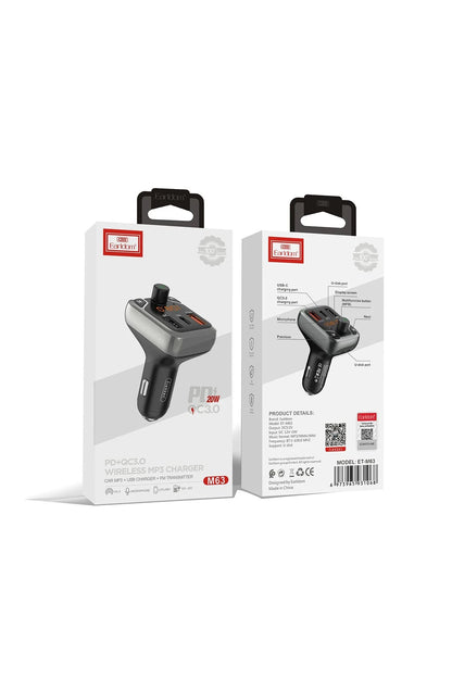 Earldom M63 Bluetooth USB3.0 ve Type C PD Hızlı Şarj FM Transmitter