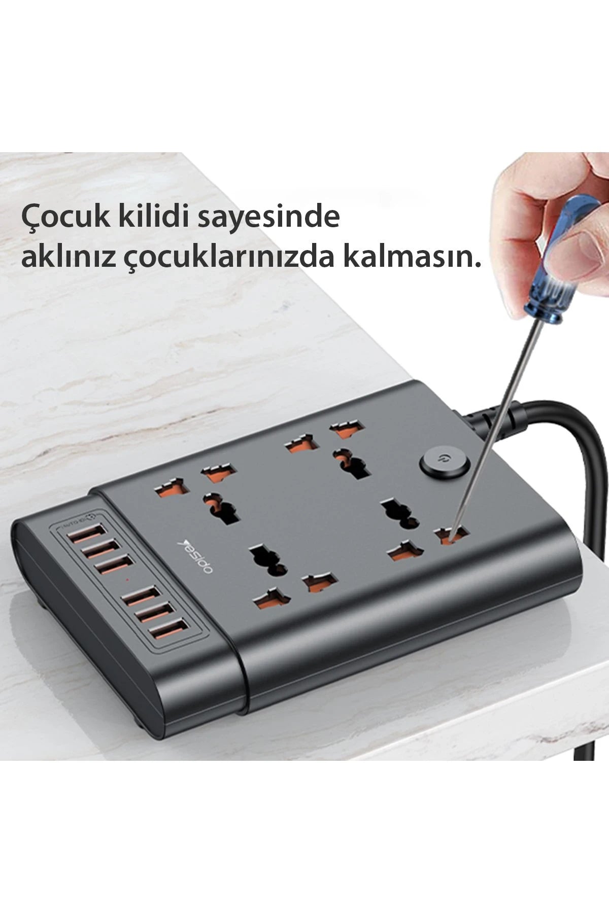 Yesido MC08 10in1 6 Adet Usb ve 4 Adet Priz Dönüştürücü 1.8M