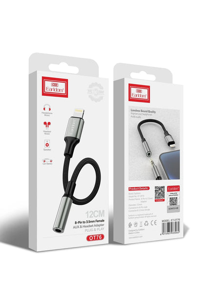 Earldom OT76 Tak Çalıştır 12cm Lightning to Aux Dönüştürücü